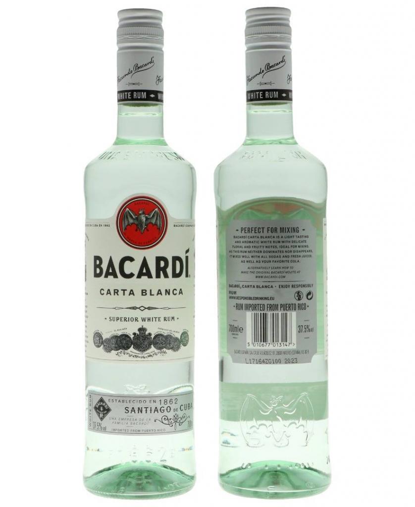 Bacardi Carta Blanca 70cl 37.5 % vol 11,85€